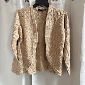 Boston Proper Knit Cardigan Sweater Wool Blend Open Front Old Money Preppy 19445